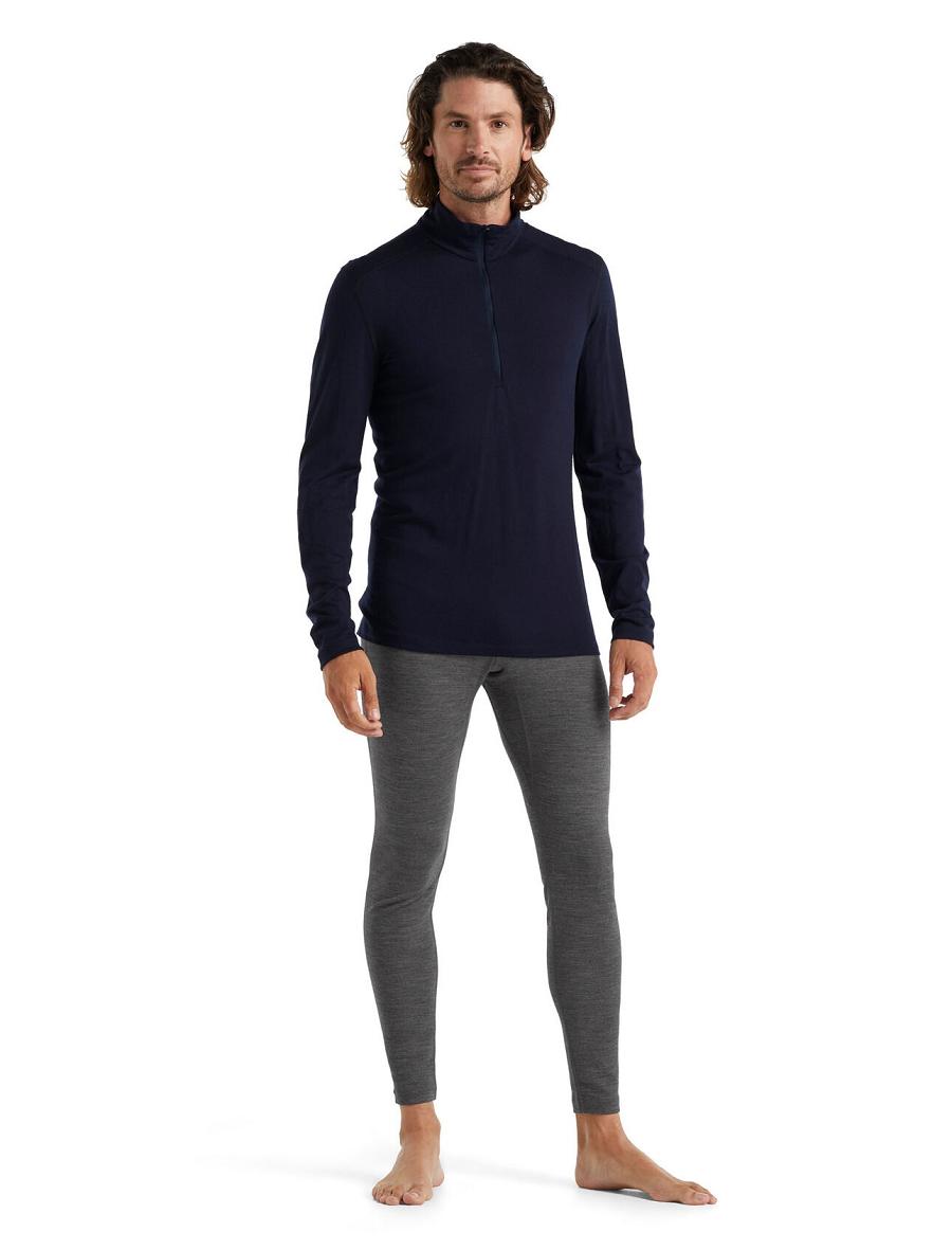 Base Layers Icebreaker Merino 200 Oasis Long Sleeve Half Zip Thermal Top Homme Bleu Marine | FR 1359OKIR